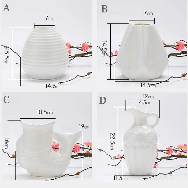 Современная стильная Геометрическая керамическая ваза украшение для дома белая