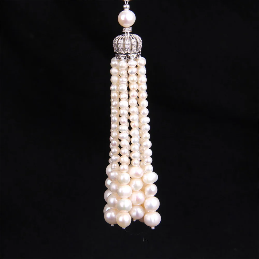 

S925 Sterling Silver Long 8-9mm Pearl Necklace Women's Autumn Wedding Gift Fine Jewelry Pearl Sweater Chains 32inch