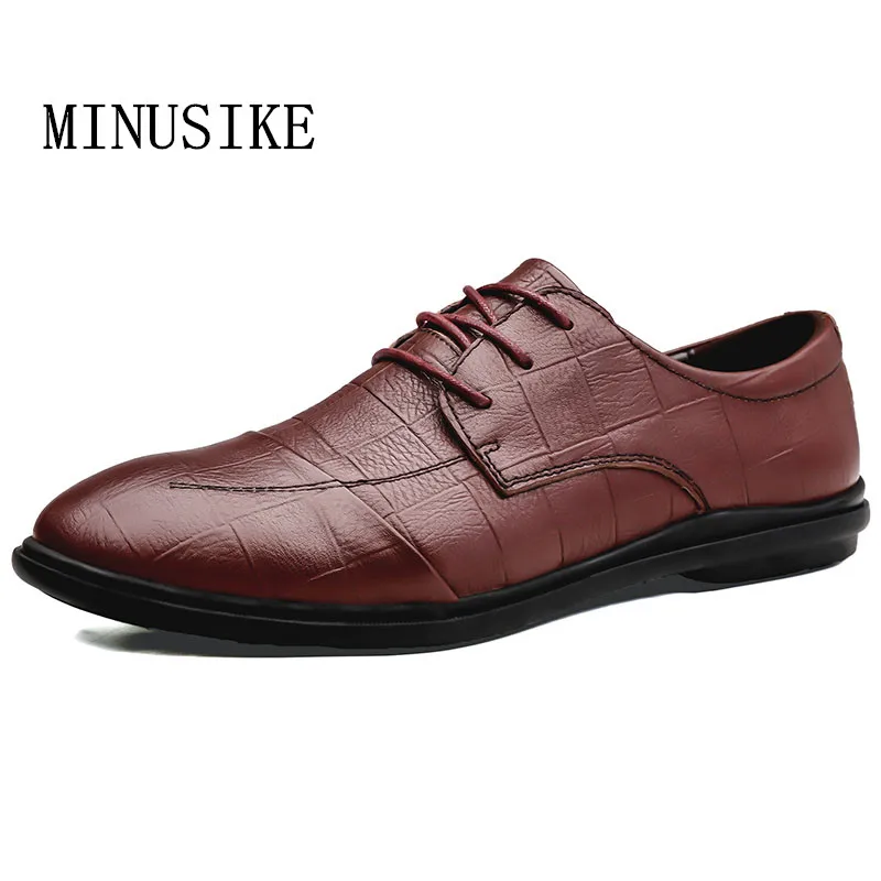 

Genuine Leather Men Business Dress Shoes Pointy Leather Formal Shoes 2020 New Big Size 47 Male Party Wedding Footwear