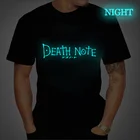 Футболка мужская с японским аниме Death Note, милая мультяшная рубашка, светящийся топ с рисунком манги Death Note, летняя футболка унисекс
