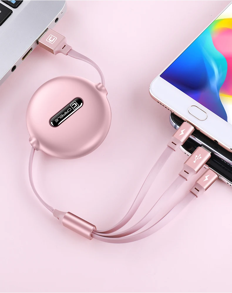 Cafele 3 в 1 Выдвижной type C Micro usb кабель для зарядки для iPhone X XS Max цветной USB кабель для huawei P30 Xiaomi samsung