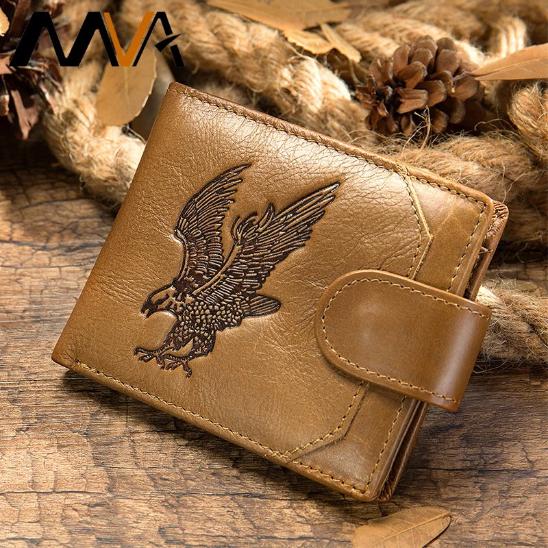 Мужской кошелек MVA из натуральной кожи мужской двойного сложения мужские