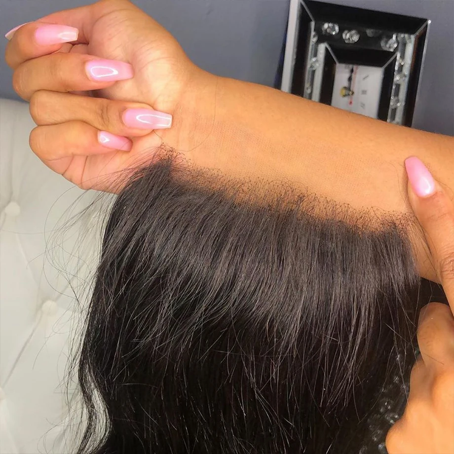 

Hd Кружева Закрытие бразильские прямой прозрачный кружевной фронтальной предварительно собранные человеческие волосы с детскими волосами ...