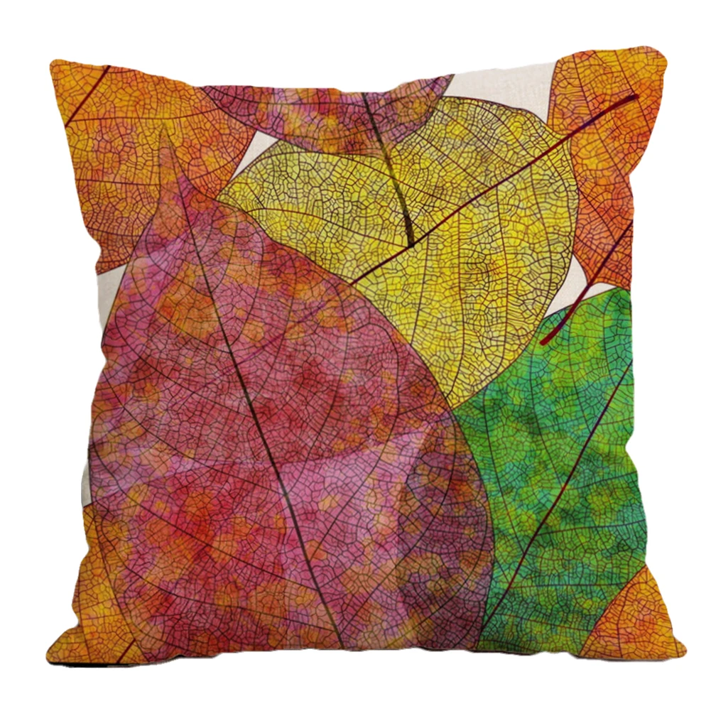 

Sublimation Linen Pillowcase Office Household Sofa Cushion Covers Simple Fashion Digital Leaf Print Pillow Covers