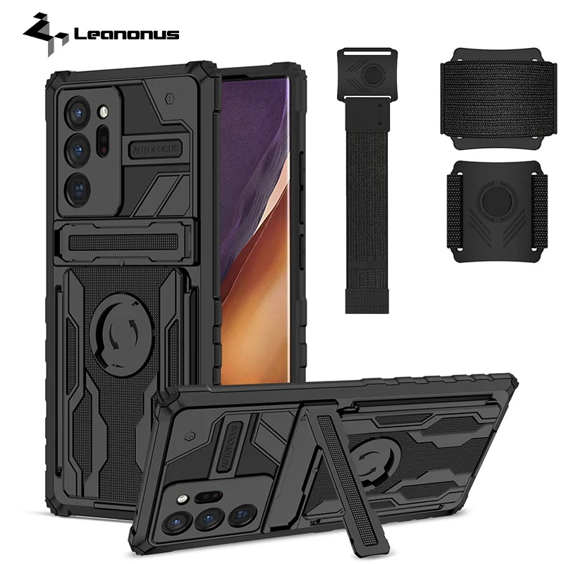 

For Samsung S21 Ultra Note 20 S21 Plus Case with Wristband Super Armor Back Cover Sport Case Shockproof Casing With Stand Holder