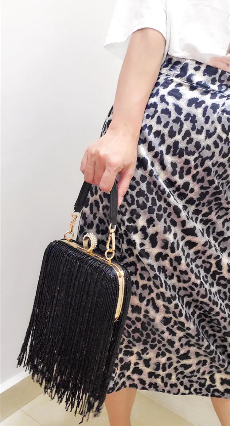 Women Tassel Fashion Ladies Clutch Bag Shoulder Handbags Female Party Wedding Evening Bag For Phone Purse