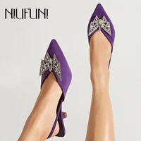 niufuni rhinestone butterfly women sandals pointed toe elastic band high heels slides shoes summer women pumps hollow stiletto
