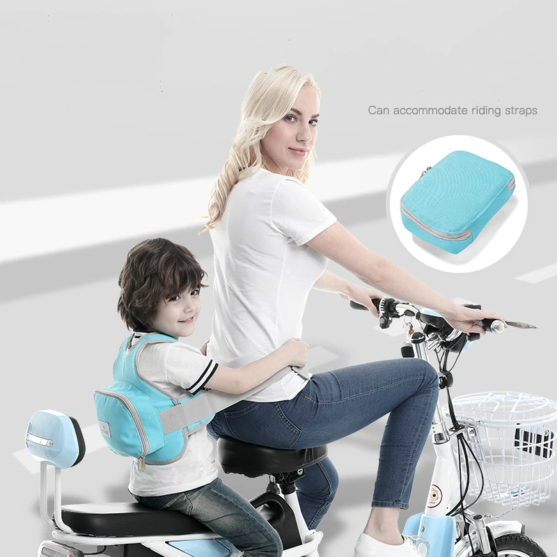 Cintur&oacute;n de seguridad ajustable para ni&ntilde;os, cintur&oacute;n de seguridad para bicicleta el&eacute;ctrica con dibujos animados, Protector de sujeci&oacute;n trasera para viajes-0