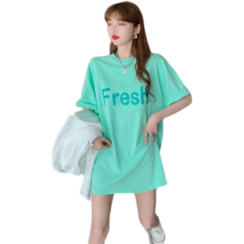 

Internet Celebrity Lazy Style Top Women's Design Sense Niche Hong Kong Style Printing Letter Short Sleeve Simple Loose