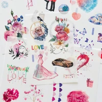 6 sheets love wedding flamingo washi paper sticker decorative adhesive stick label