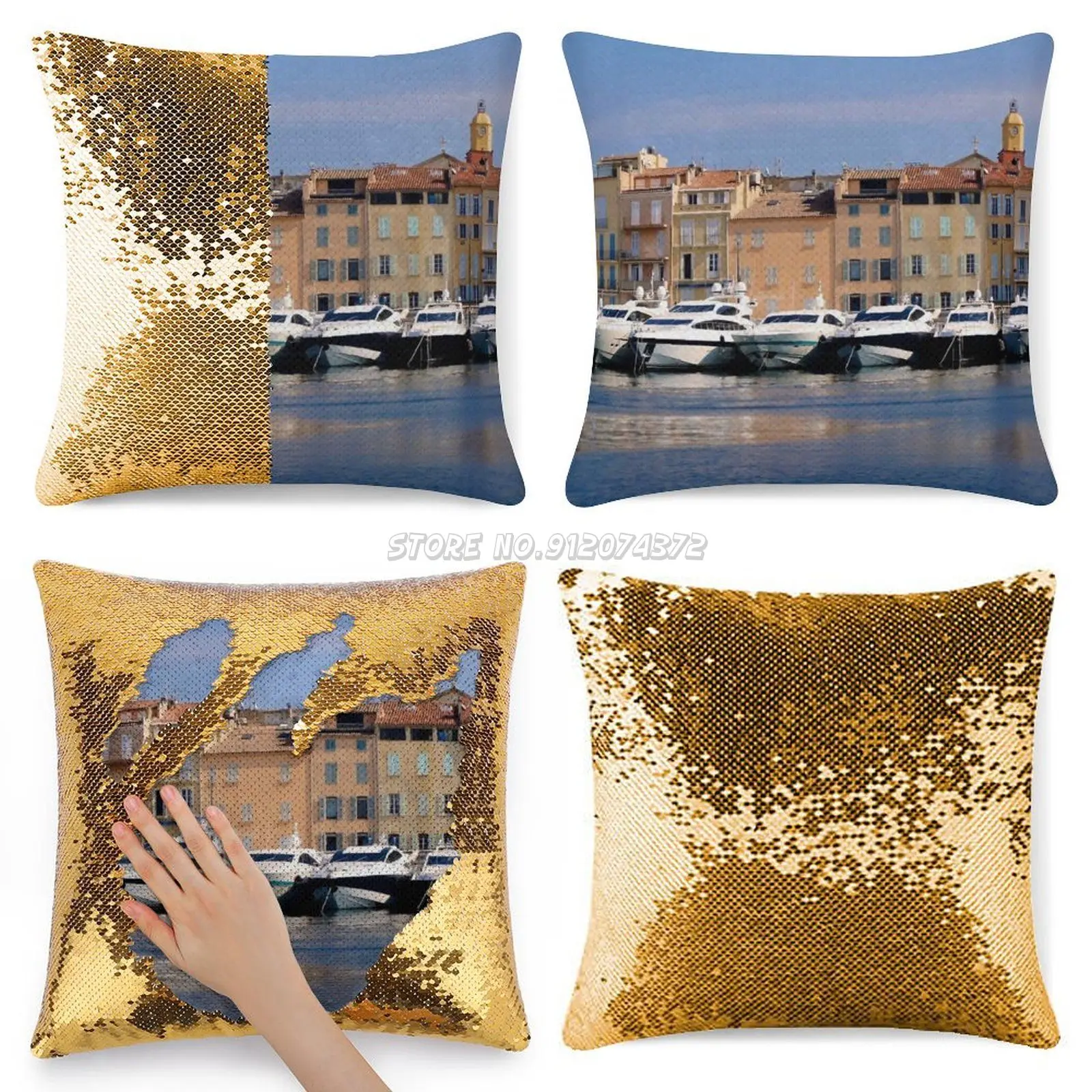 

Sequin Pillowcase Magical Cushions Cover 40X40cm Mermaid Cote Dazur