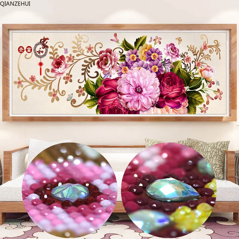 QIANZEHUI алмазная вышивка особой формы сделай сам цветущий пион в гостиной комнате