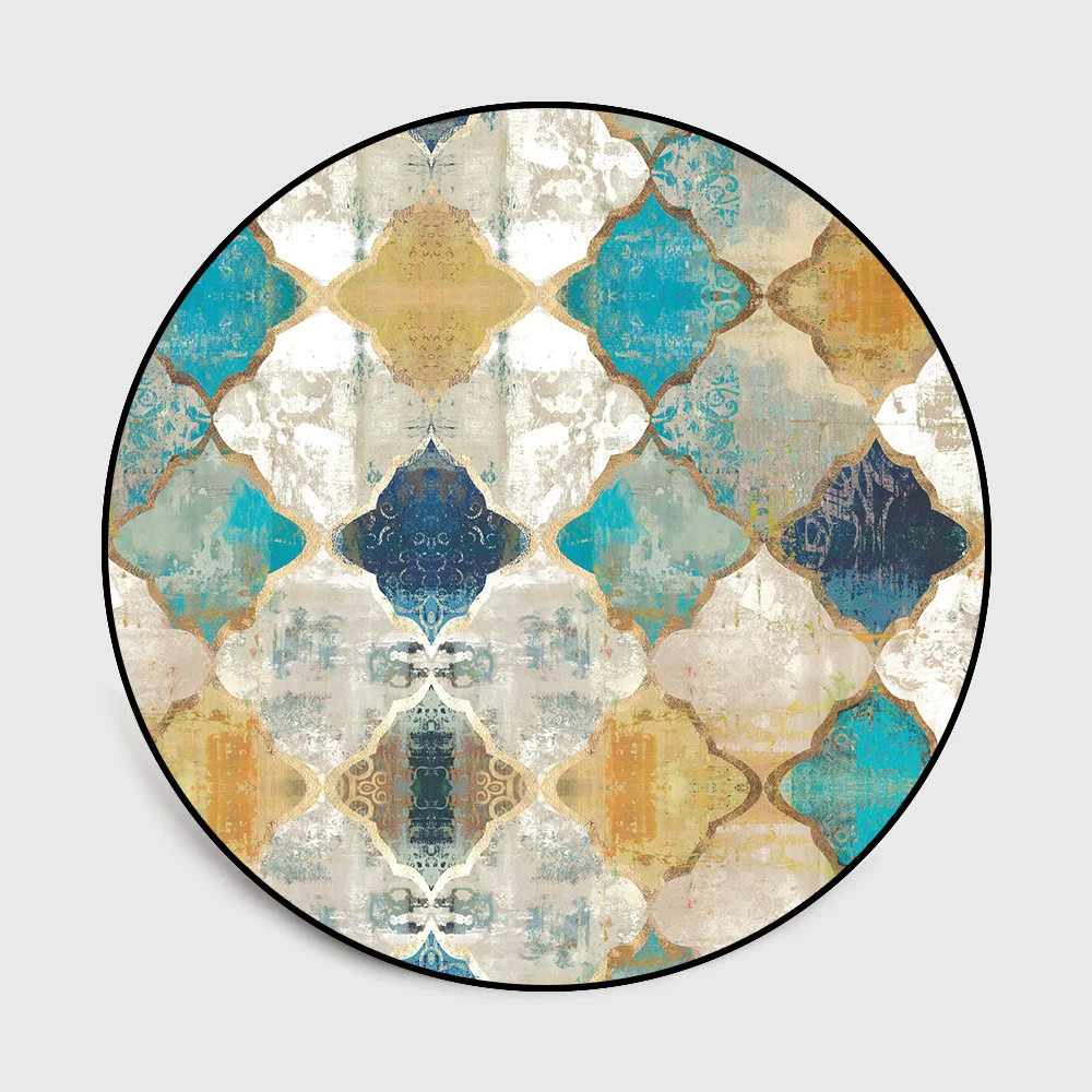 

Vintage European Moroccan style round carpet living room floor mat bedside plush rug custom made bathroom round door mat