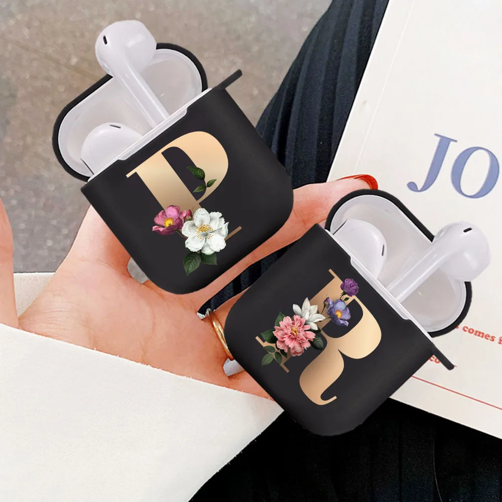 Изящное цветастое платье Золотой первоначальный буквы алфавита чехол для Airpod 2