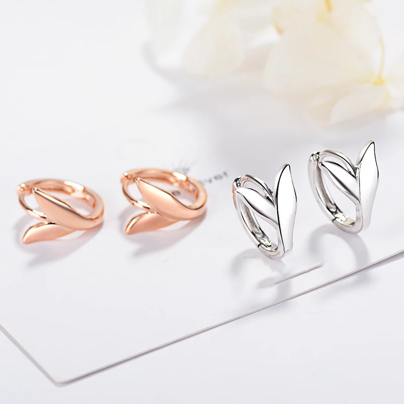 Women's Fashion Mermaid Tail Hoop Earrings Romantic Rose Gold Small Huggie Hoops Minimal Simple Style Earrings Accessories Gifts