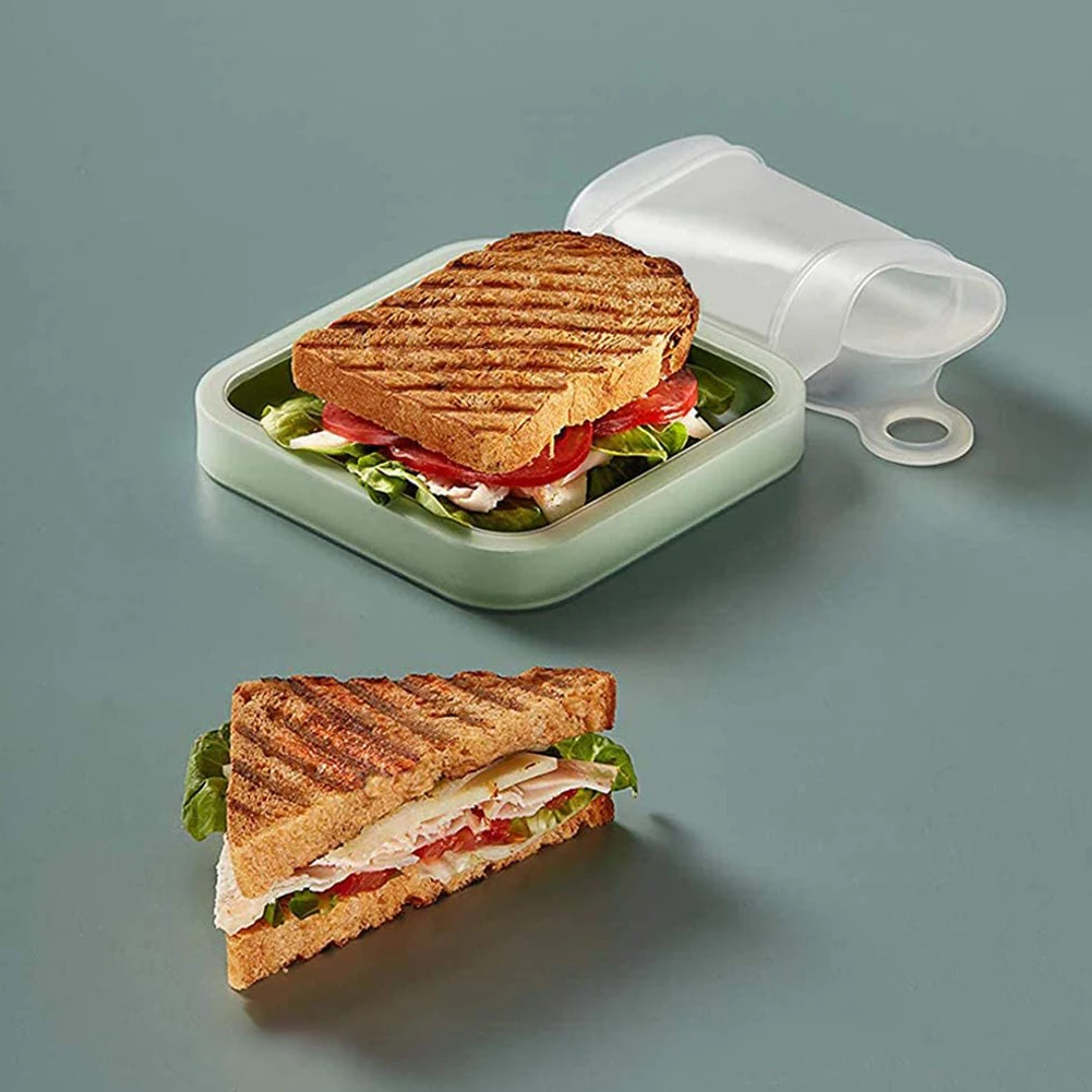 

Hot Sandwich Case Silicone Lunch Box Sandwich Toast Case Leakproof Soft Sealed Lunch Reusable Kid School Office Picnic Box