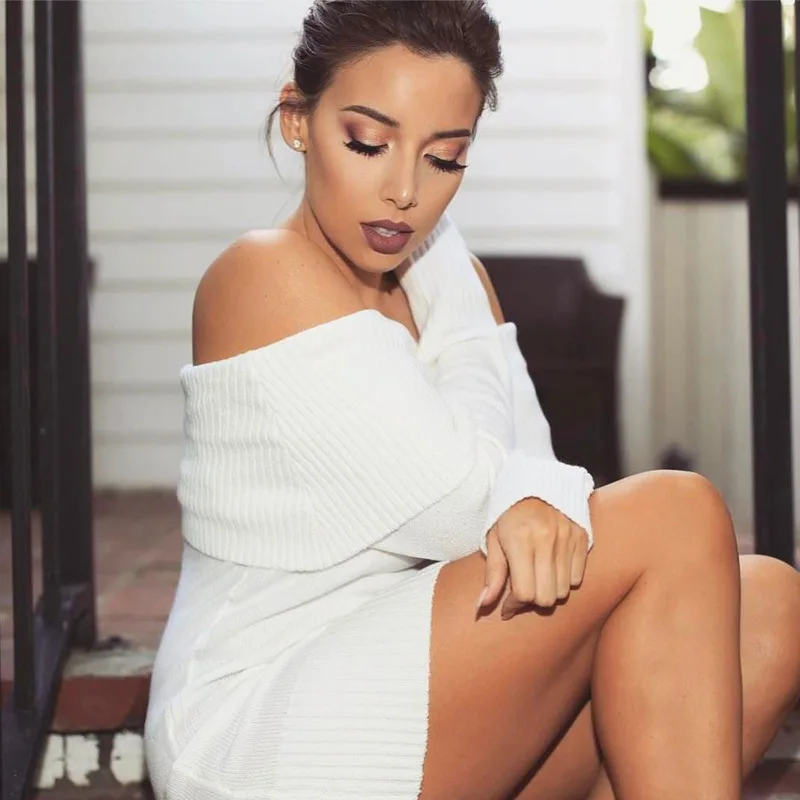 Осень-зима 2021 новый стиль пикантное облегающее платье-свитер без бретелек с