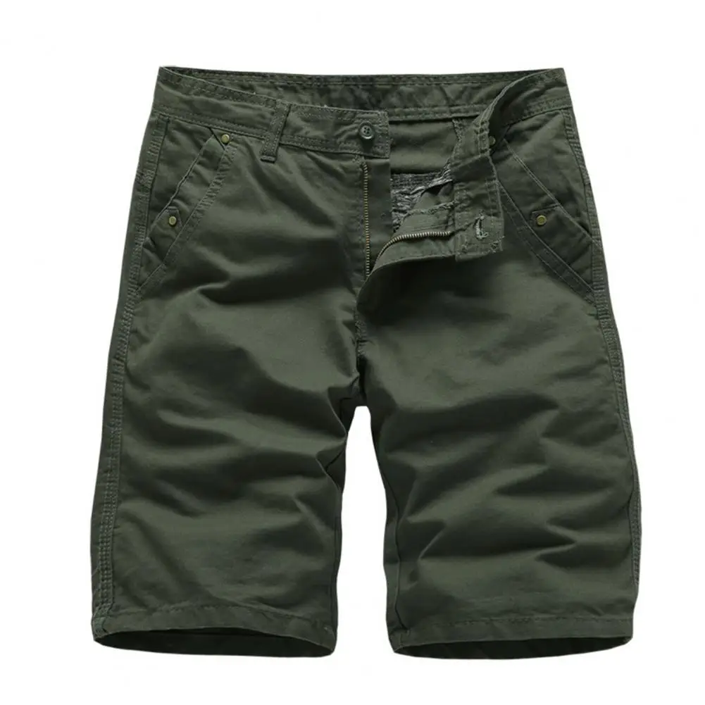 

Sports Casual Shorts For Men Solid Color Multi Pockets 2021 Summer Cargo Shorts Beach Mid Rise Knee-length Short Homme