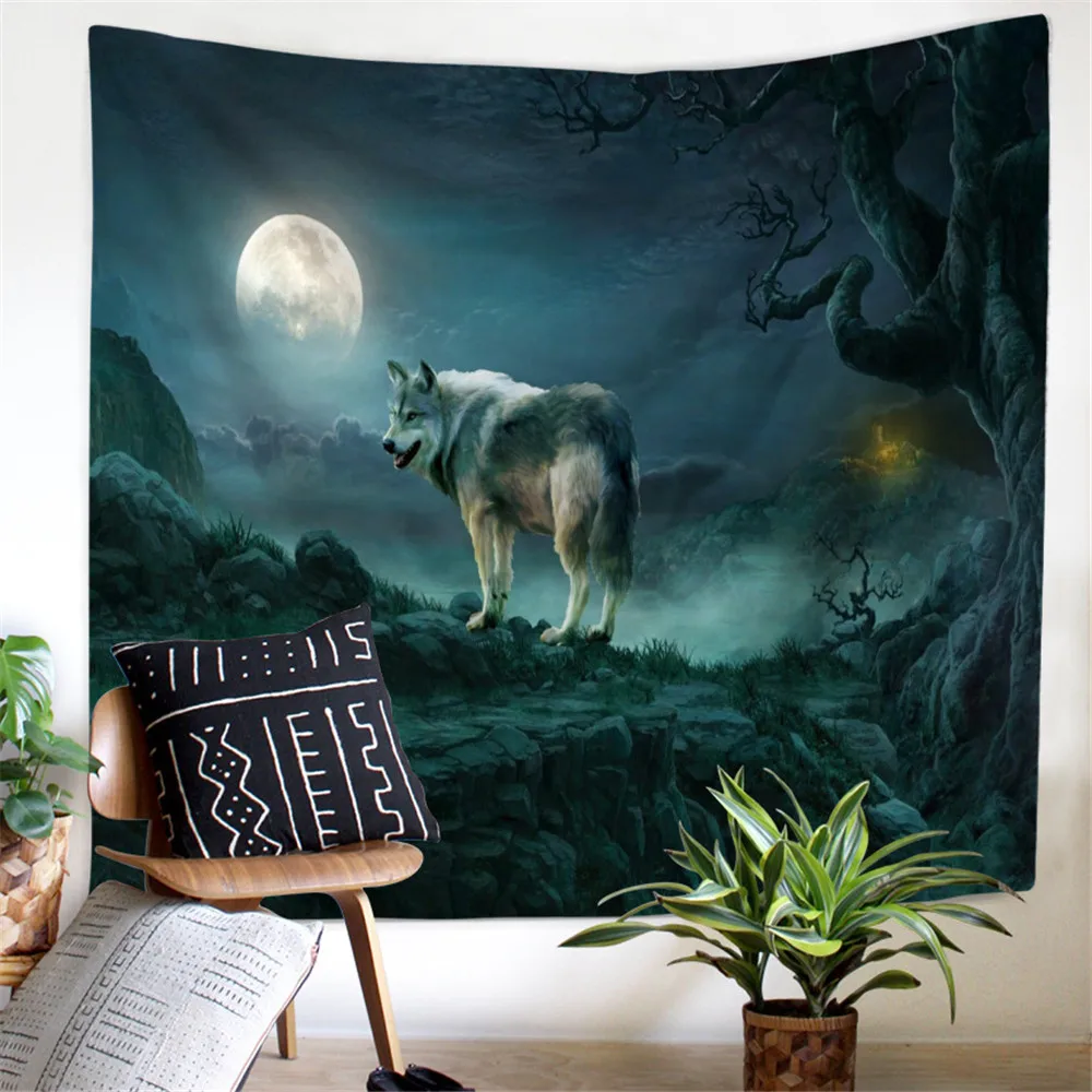 Волки святых гобелены с изображением животных украшения стены висит Лев Волк