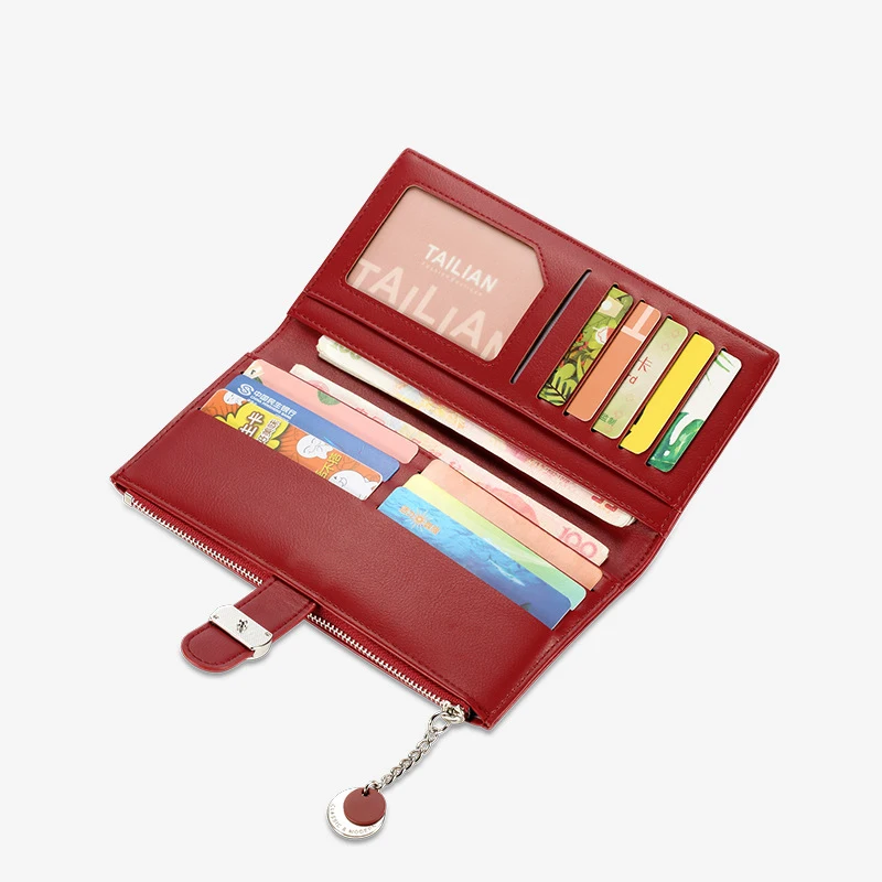 aliwood 2022 New Chain Women's Wallet Long Fashion Multi-card Position Clutch Leather Zipper Wallets Coin