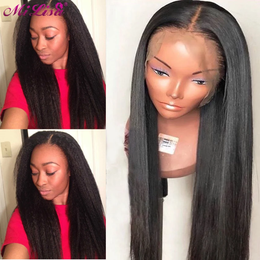 Прямой парик Mi Lisa с кудрявыми волосами без клея бразильские человеческие волосы