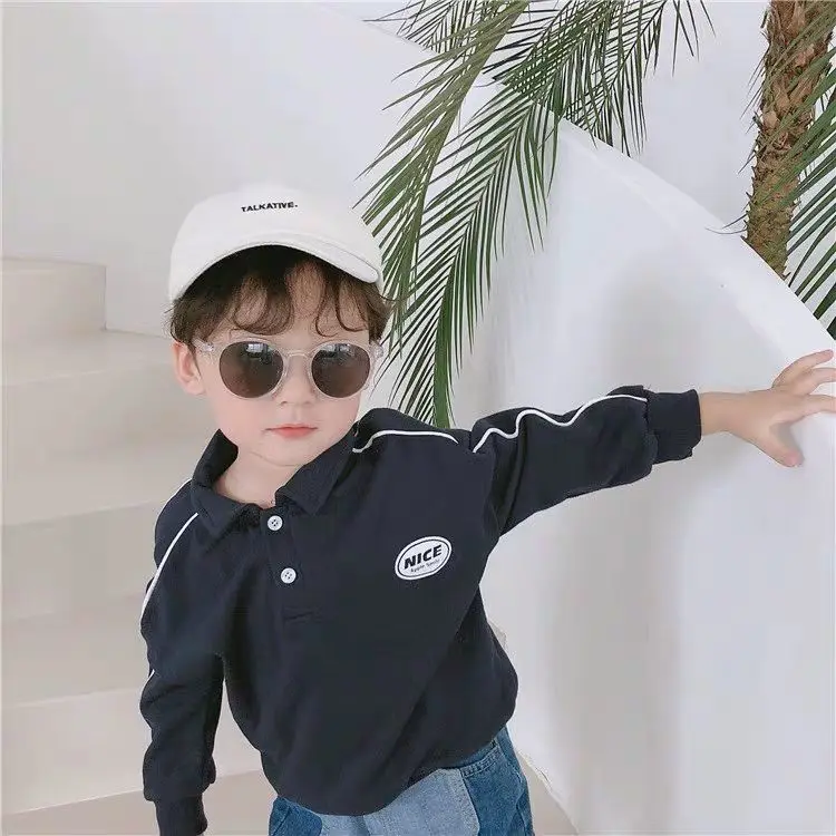 

Boys Long Sleeve T-shirt Children's Polo Shirt 2021 Spring and Autumn Cotton Sweater Korean Style Top