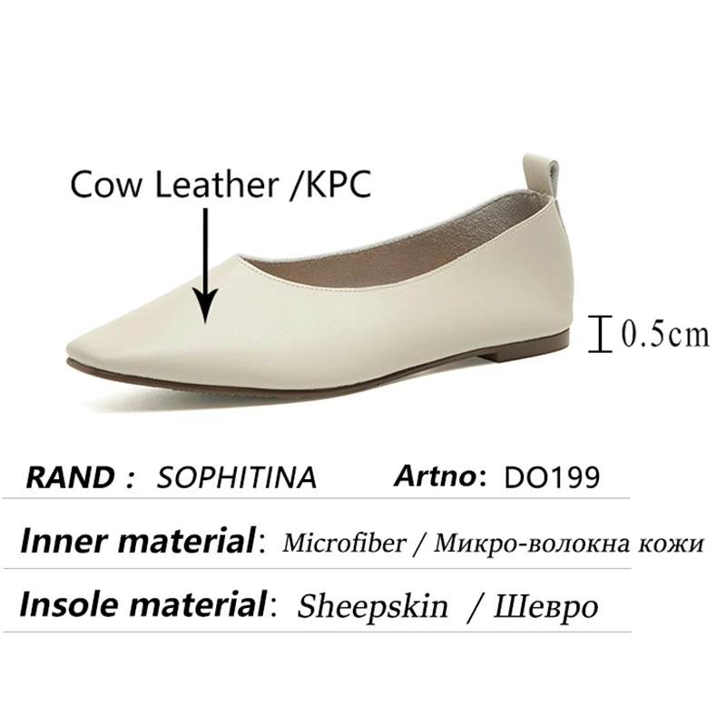 

SOPHITINA Women Shoes Concise Comfort Premium Leather Handmade Shoes TPR Square Toe Spring All-Match Leisure Flats Lady DO199