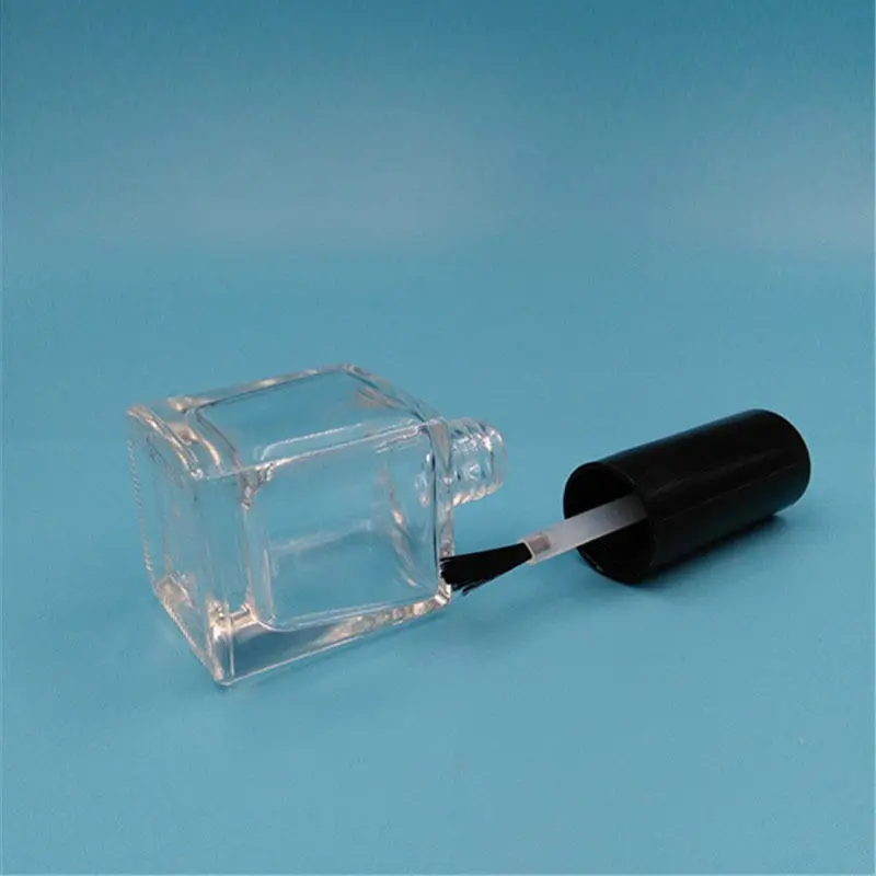 

3/5pcs 15ml black cap nail polish bottle empty nail polish bottle clear glass