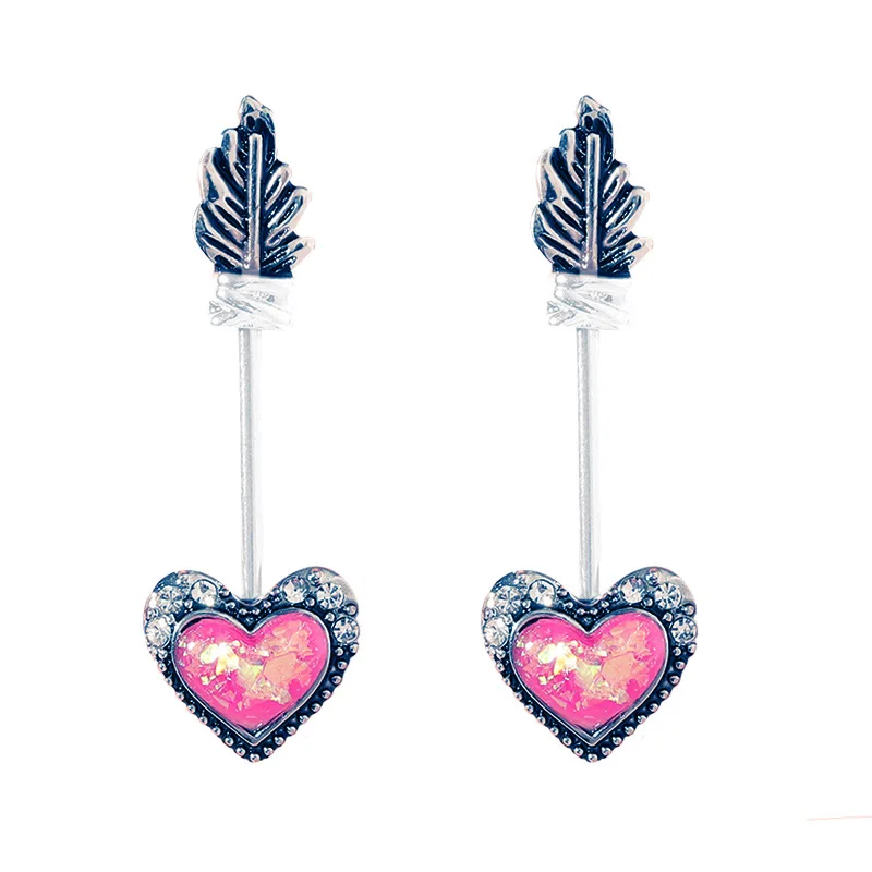 

New pink Zircon Heart-shaped stainless steel women nipple rings vintage feather sexy body jewelry Fashion Woman nipple piercing