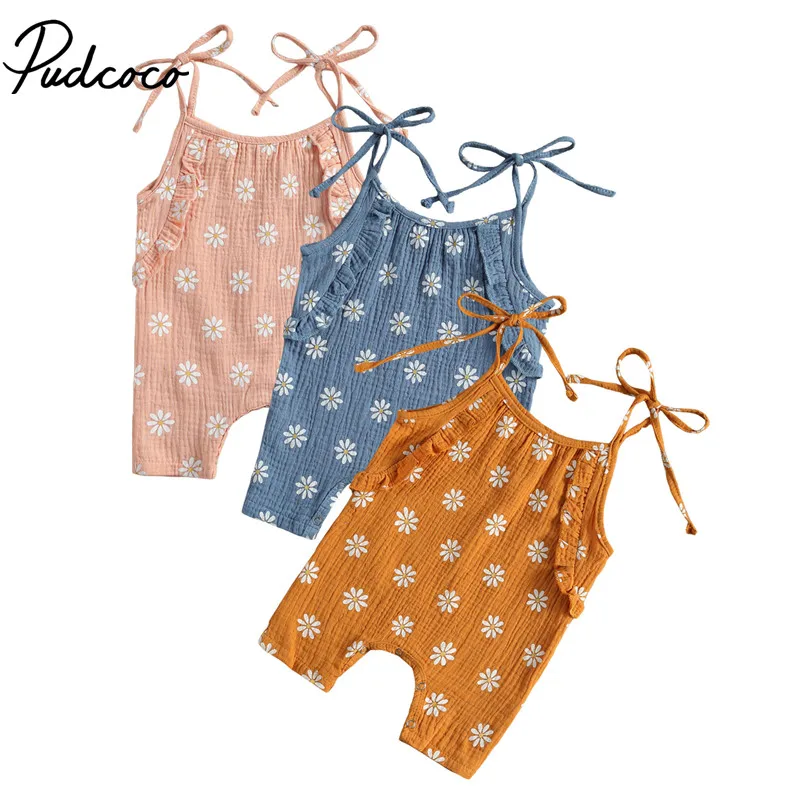 2021 летняя одежда для малышей Одежда новорожденных маленьких девочек с принтом в