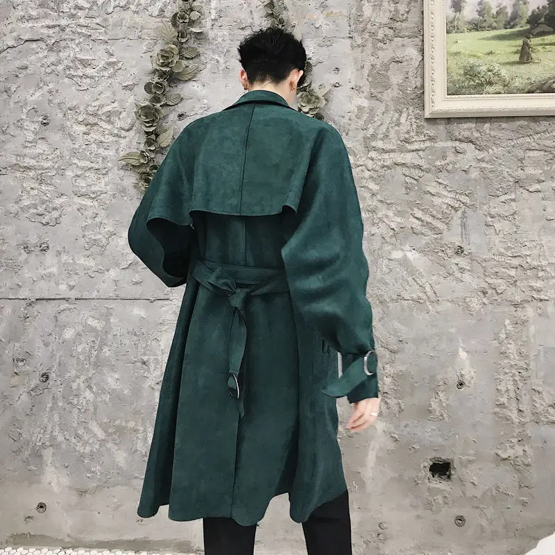 

Autumn and Winter Korean Ulzzang Men's Mid-Length Trench Coat Club Hairdresser Trendy Young Men Baggy Coat