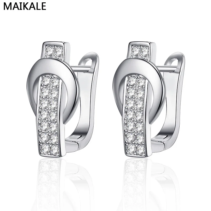 MAIKALE, модные ювелирные изделия, покрытые золотом и серебром, цвет AAA, кубический цирконий, геометрические серьги, роскошные медные серьги-гвоздики для женщин