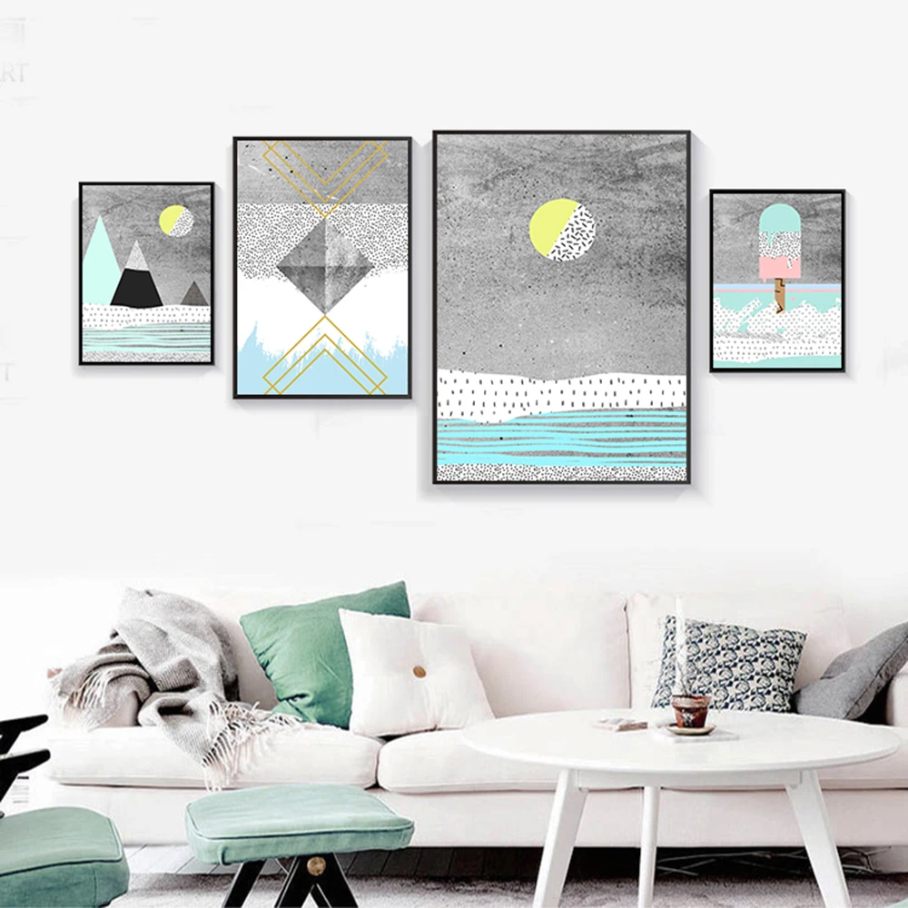 

Hot Nordic Simple Geometric Abstract Painting Pictures For Home Design Painting Wall Picture Bathroom Decor Home Decor