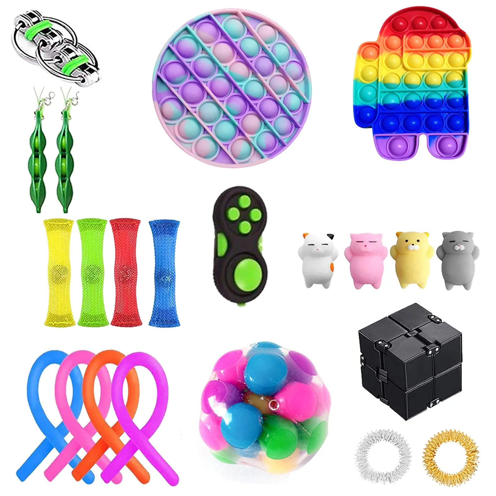 Пуш ап пузырь игрушки Fidget наборы для ухода за кожей анти стресс костюм струны