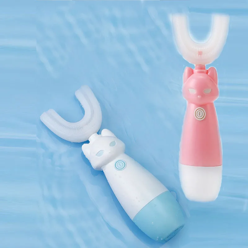 Cepillo de dientes el&eacute;ctrico s&oacute;nico inteligente para ni&ntilde;os, limpieza de entrenamiento con dibujos animados, autom&aacute;tico, con boca-1