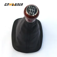 Для VW Passat B5 B5.5 2001 2002-2005 авто-Стайлинг 5 6 Скорость Авто Шестерни рукоятка рычага переключения передач с реальными из искусственной кожи ботинки из дерева для автомобилей