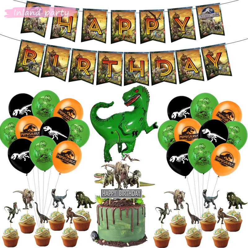 

Dinosaur Theme Jungle Animal Birthday Party Supplies Banner Cake Topper Dino Foil Balloon Jurassic Birthday Party Decor for Kids