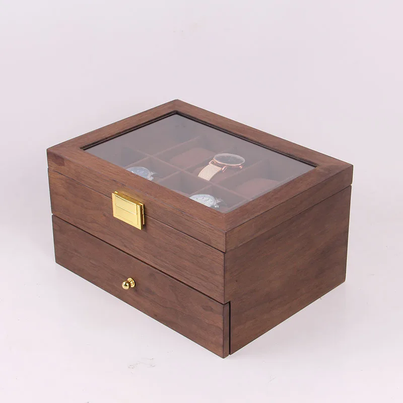 Деревянная коробка для часов Квадратный держатель хранения органайзер