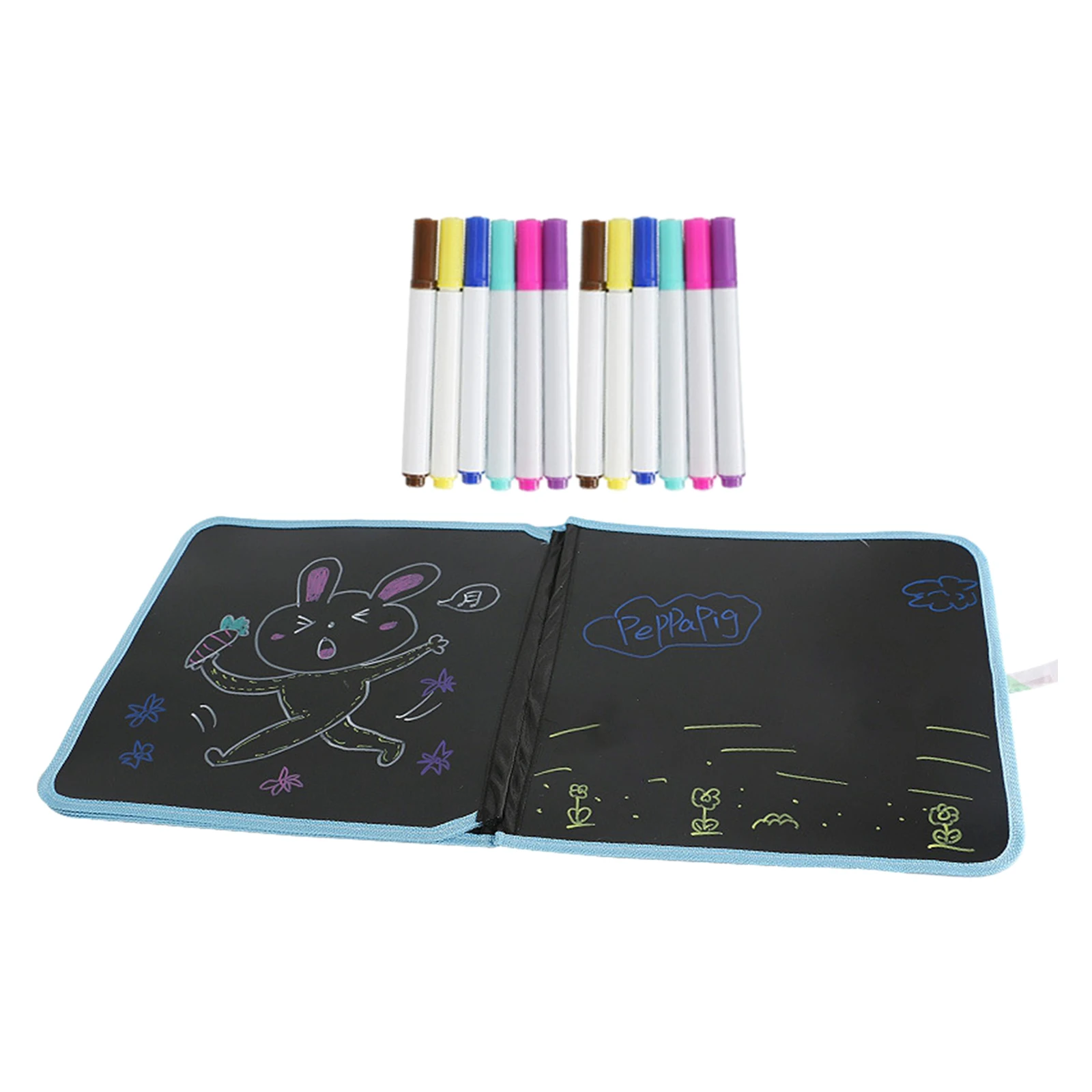 

Portable Erasable Drawing Pad with 12 Colored Erasable Pens Toys, Double Sided
