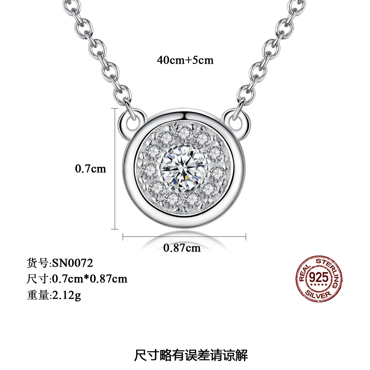 

DI-396 S925 Sterling Silver Necklace Clavicle Chain Set 3A Zircon Pendant Korean Simple Necklace Female
