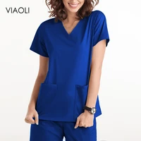 hand washing gown short sleeve elastic surgical gown doctor dental oral female isolation gown brush hand beautician work suit