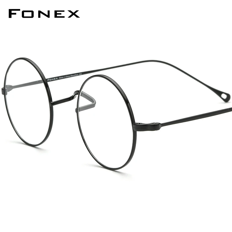 FONEX Титан оправа для очков Для мужчин Винтаж круглый близорукость очки по рецепту