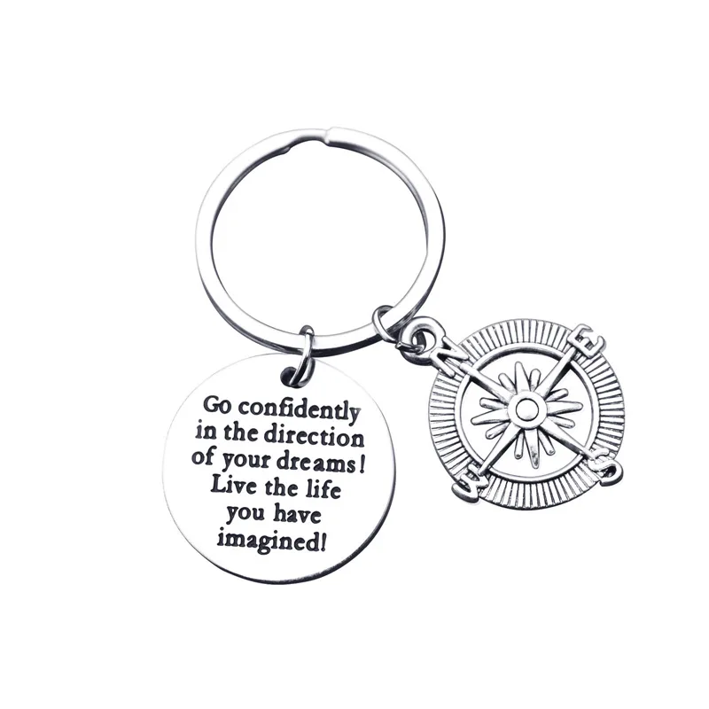Брелок с компасом на выпускной Позвоночник уверенностью в направлении живой