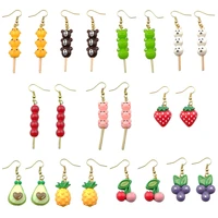 cute pineapple avocado earring for women resin tomatoes on sticks grape cherry drop earrings children gifts handmade jewelry diy