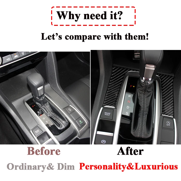 Чехол из натурального углеродного волокна для панели коробки передач салона Honda
