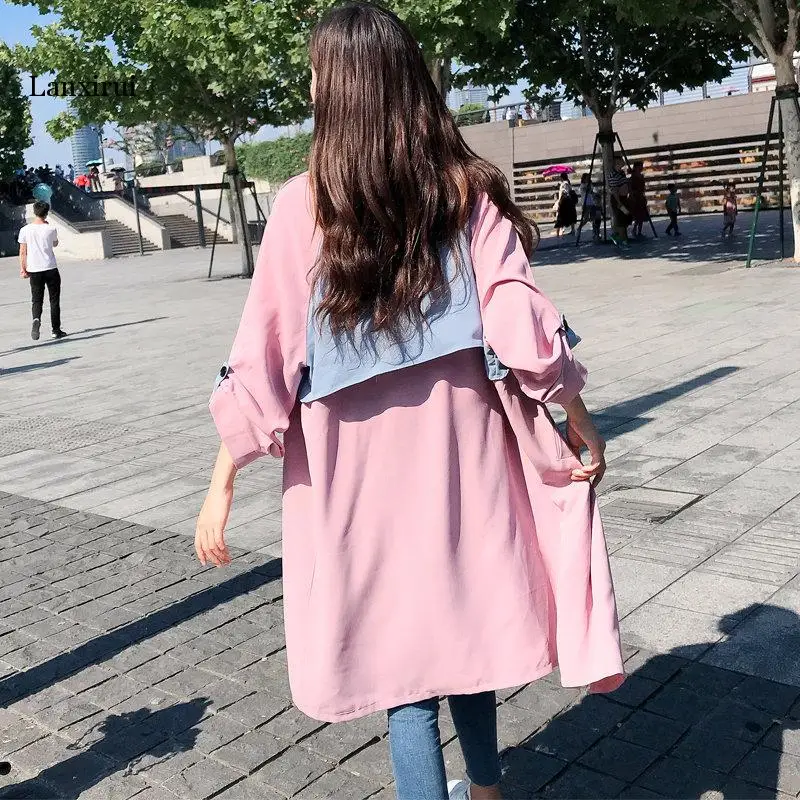 

Куртка женская свободного покроя, парка оверсайз для отдыха, Ветровка розовая, на весну-осень
