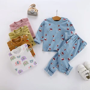 New 2021 Kids Boys Girls Pajama Sets Cartoon Print Long Sleeve O-Neck T-Shirt Tops with Pants Children Autumn Clothing Sets