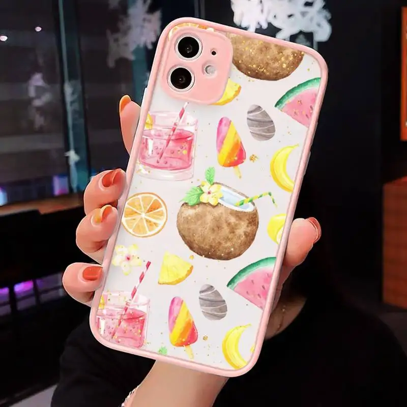 

Fruit Lemon fashion cute special Phone Cases matte transparent For Pink iPhone 7 8 x xs xr 11 12 pro plus max mini Clear Funda