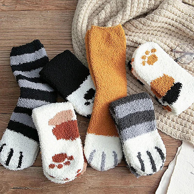 1 пара женские теплые носки для зимы милые толстые пушистые флисовые Носки с