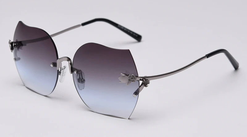 grey blue lens Kachawoo, градиентные негабаритные Квадратные Солнцезащитные очки, без оправы, женские, металлические, большие, без оправы, солнцезащитные очки для девушек, летний подарок на день рождения - Цвет линз: grey blue lens